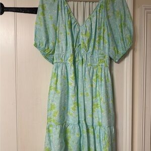 Floral Green and Blue Dress